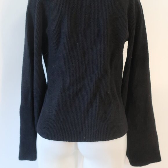 Women Helmut Lang Black V-Neck Ribbed Cotton Blend Chunky Cardigan Sweater S - Picture 8 of 13